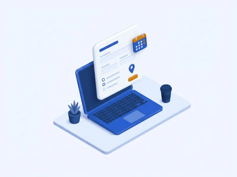 An RFQ form rising from a laptop